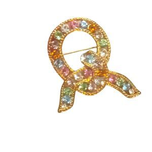 Joan Rivers Jewelry Pastel Swarovski Crystals Lovers Knot pin, Incl. in the Book